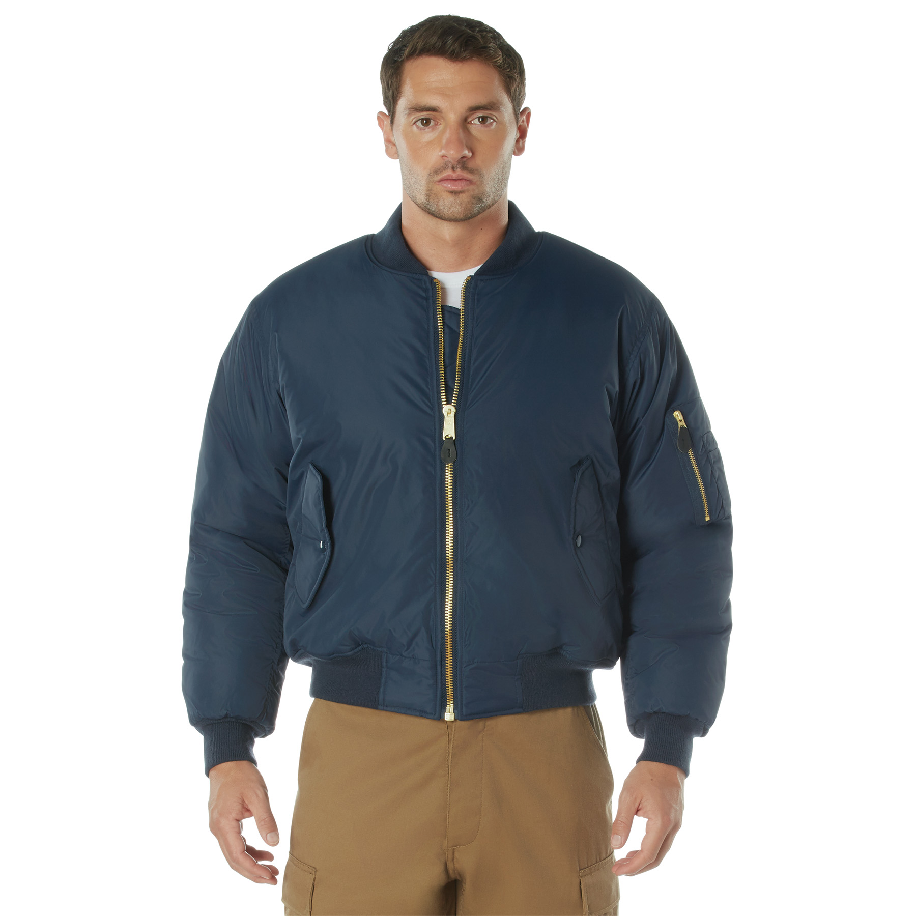Rothco Rothco Enhanced Nylon Ma-1 Flight Jacket - Navy Blue, Small