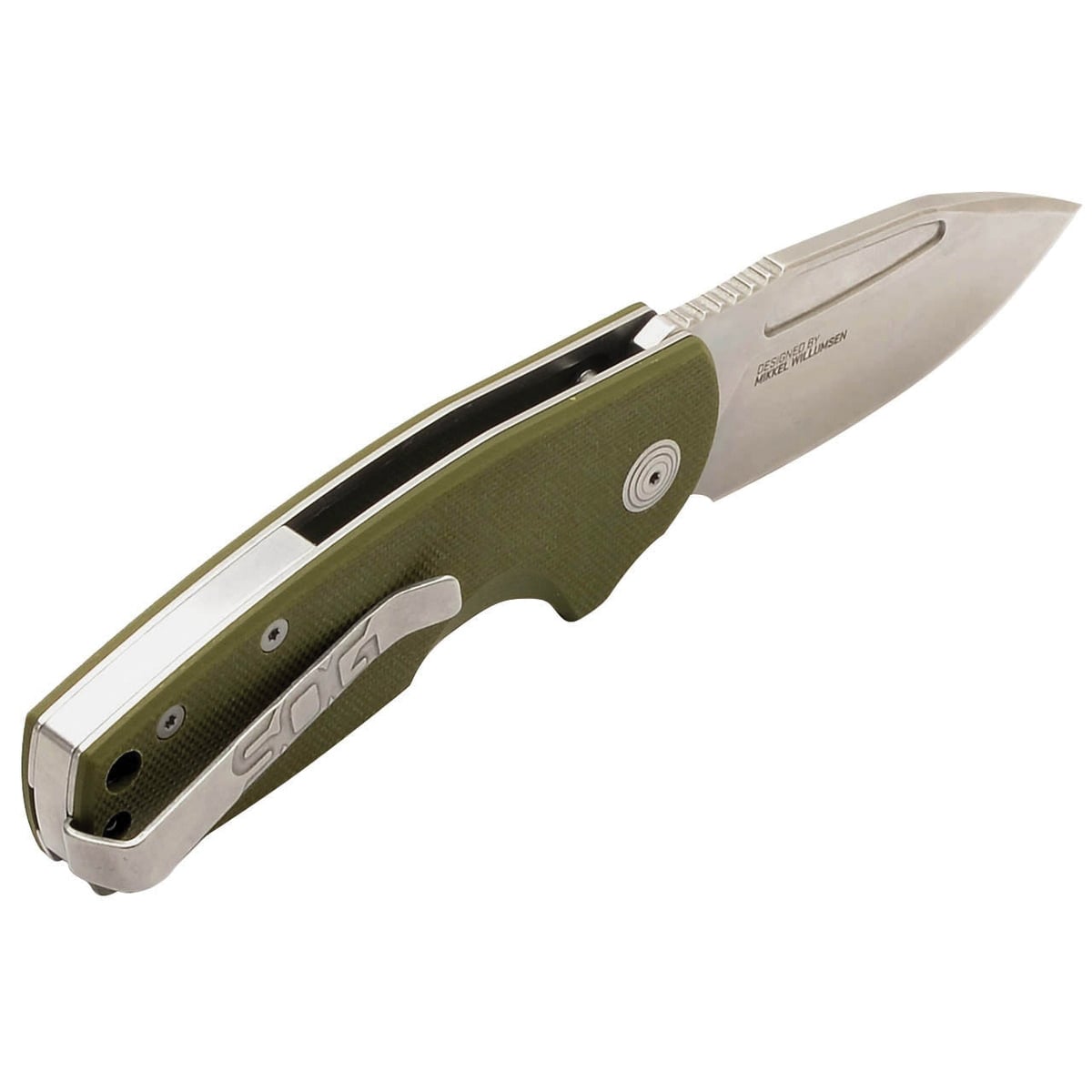 SOG Knives Stout SJ Folding Knife Clip Point OD Green - Durable, Lightweight and Reliable Handle for Everyday Use - SOG-16-03-01-57 - Sog Knives