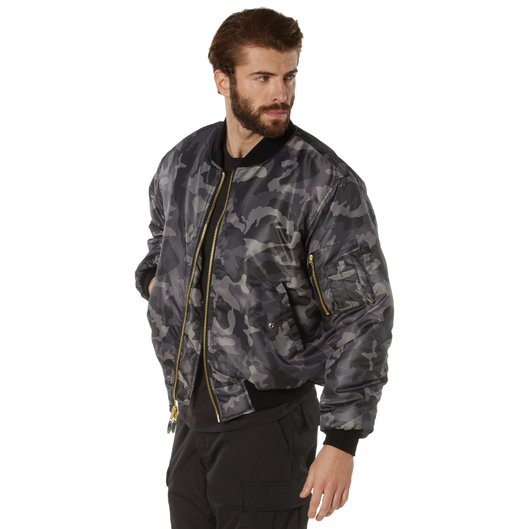 Rothco Rothco Ma-1 Flight Jacket - Black Camo, Medium