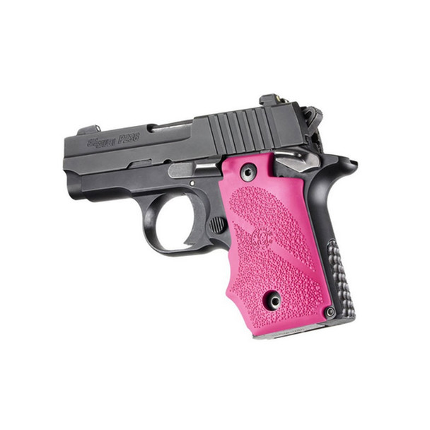 Hogue Wrap-around Rubber Grips with Finger Grooves for Sig Sauer P238 Pink 38007