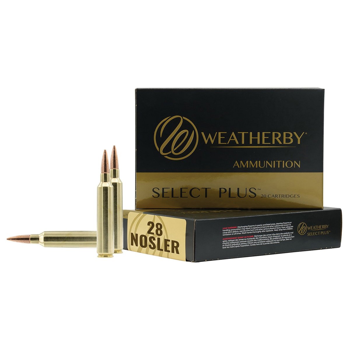 Weatherby Select Plus .28 Nosler 180 gr VLDJHP 20rds Rifle Ammo for Enhanced Ballistics - R28NS180VLD - Weatherby