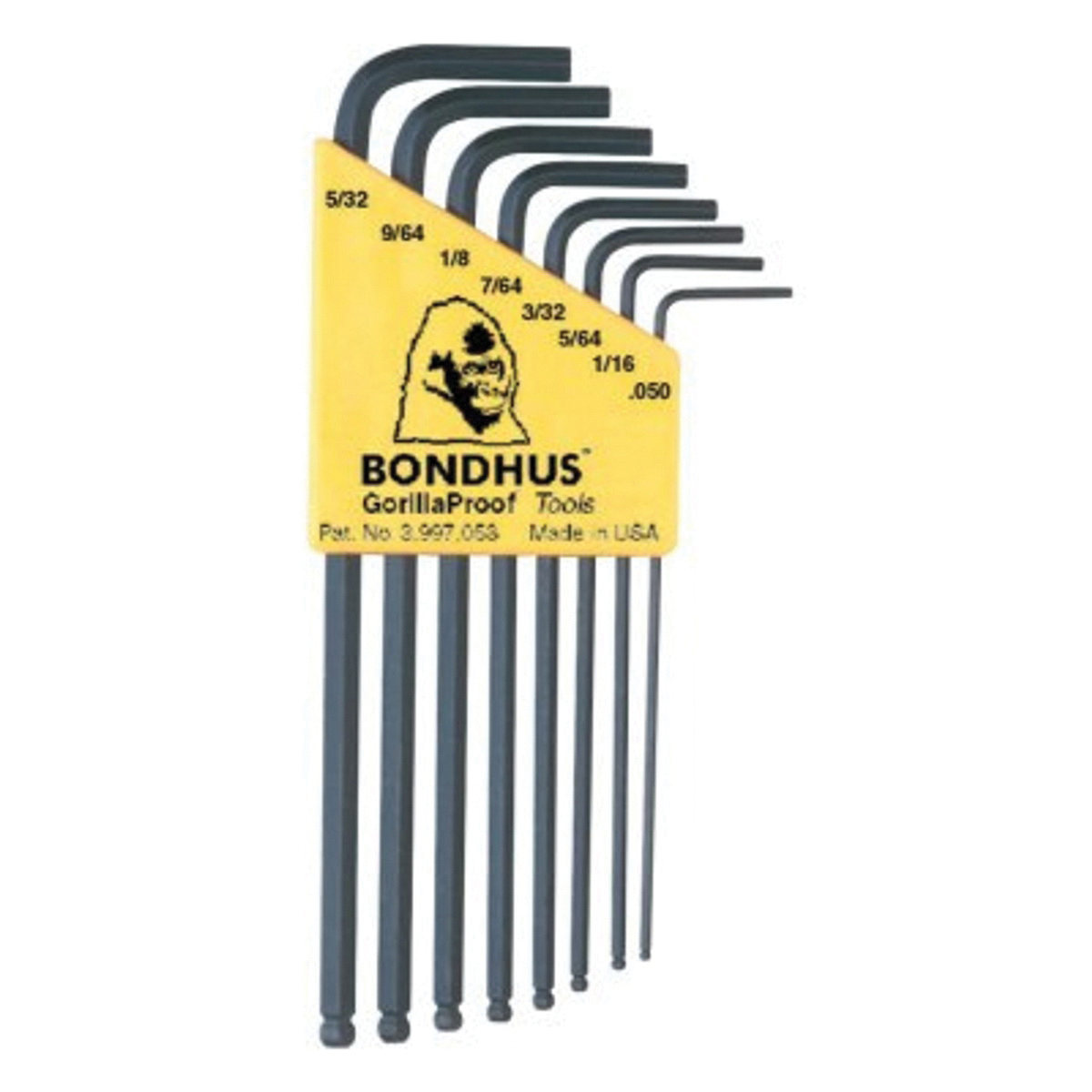 Bondhus BLX8 8-Piece Long Length Ball End L-Wrench Set, Black - Bondhus