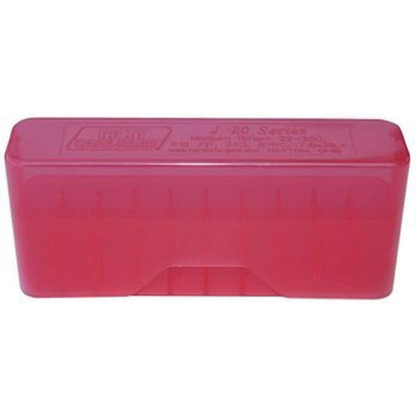 MTM Case Gard J-20 7mm Remington Ultra Magnum/.338 Win Mag Slip-Top Ammo Box, 20rds Clear Red - Mtm Case Gard