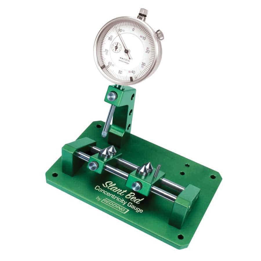 Redding Reloading Equipment Slant Bed Concentricity Gauge w/Large 1" x 0.001" Dial Indicator - Redding Reloading Equipment