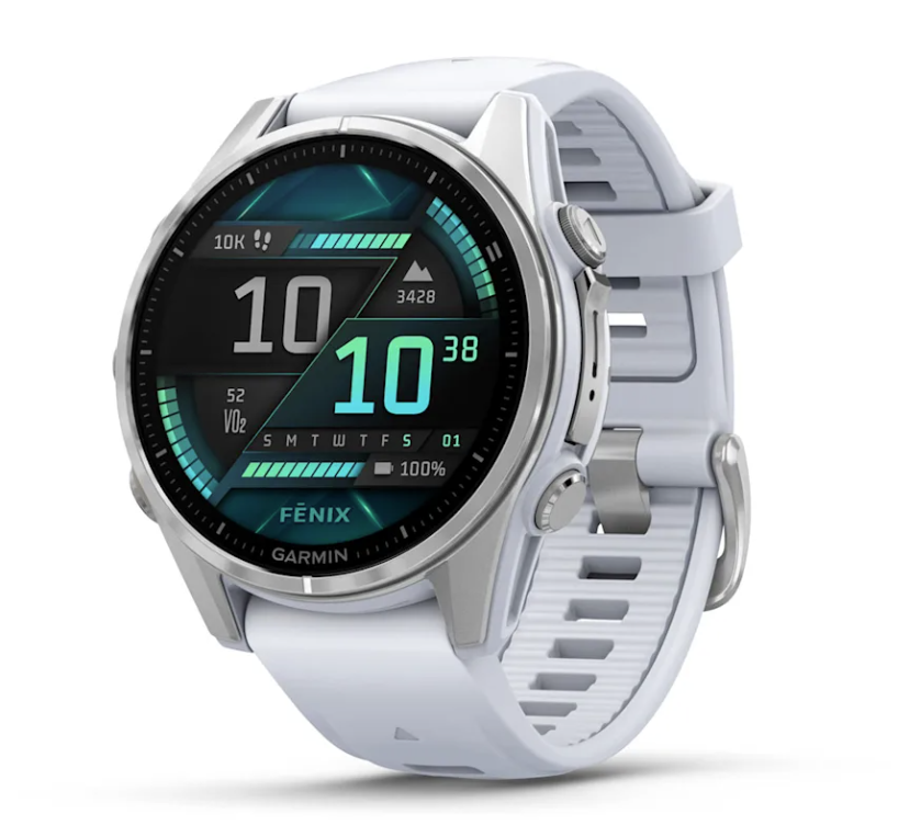 Garmin Fenix 8 43 mm AMOLED, Sapphire, Carbon DLC Titanium with Black/Pebble Gray Silicone Band - Garmin