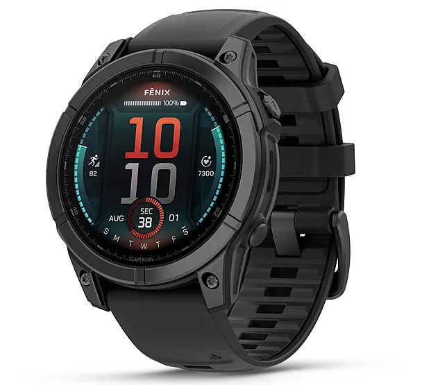 Garmin Fenix E 47 mm, AMOLED, Slate Gray Steel with Black Silicone Band - Garmin