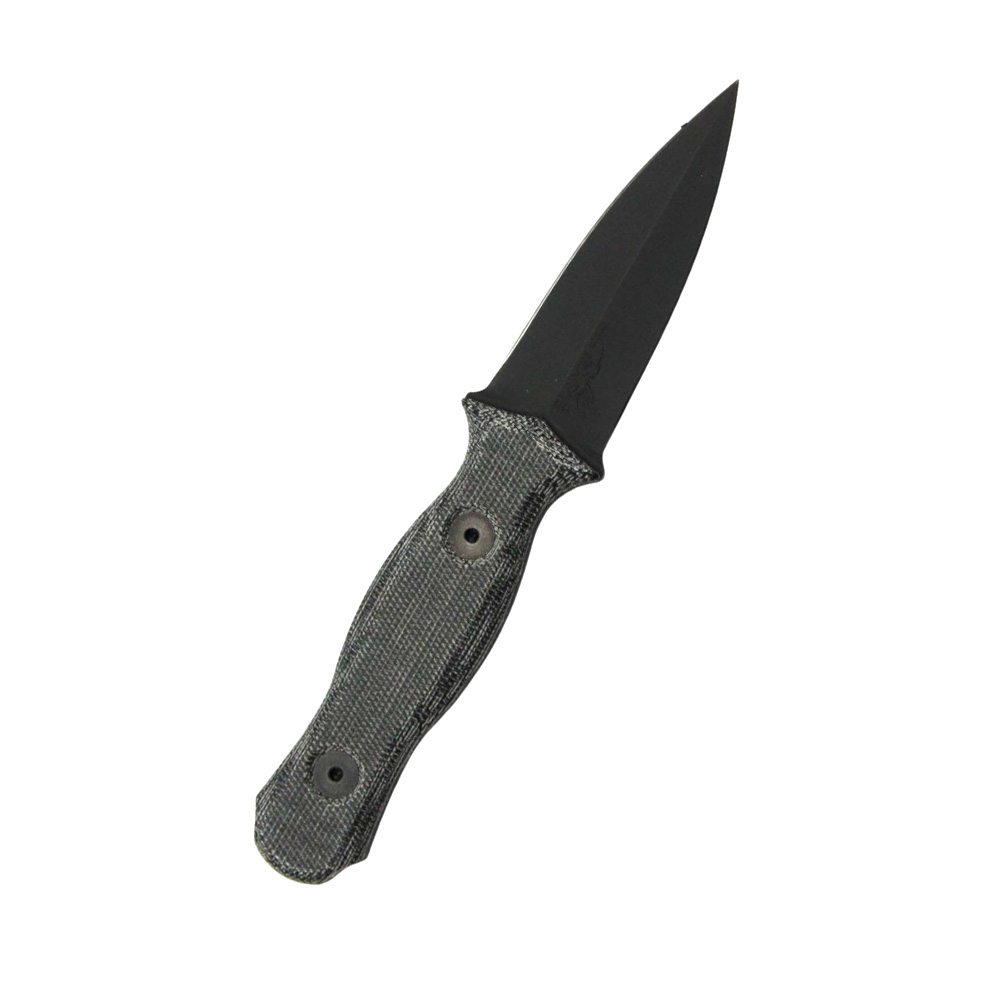 Half Face Blades Trident Fixed Blade Knife Gray Micarta (3" Black Cerakote) - Half Face Blades