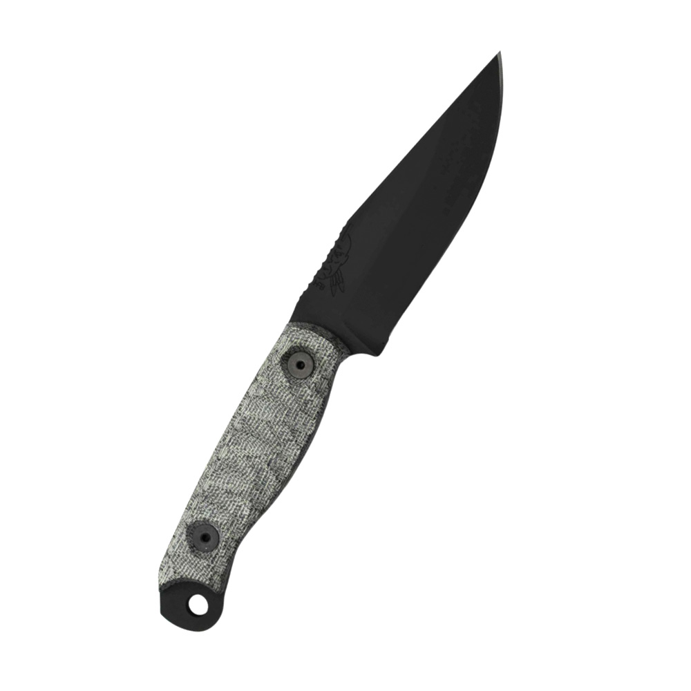 Half Face Blades Crow Scalper Fixed Blade Knife Gray Micarta (4" Black Cerakote) - Half Face Blades