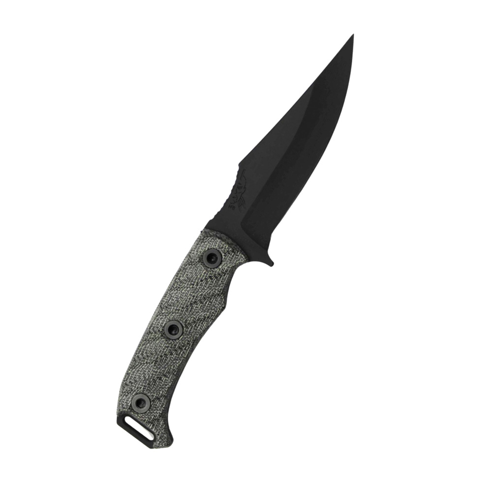 Half Face Blades Tosahwi Fixed Blade Knife Gray Micarta (4" Black Cerakote) - Half Face Blades