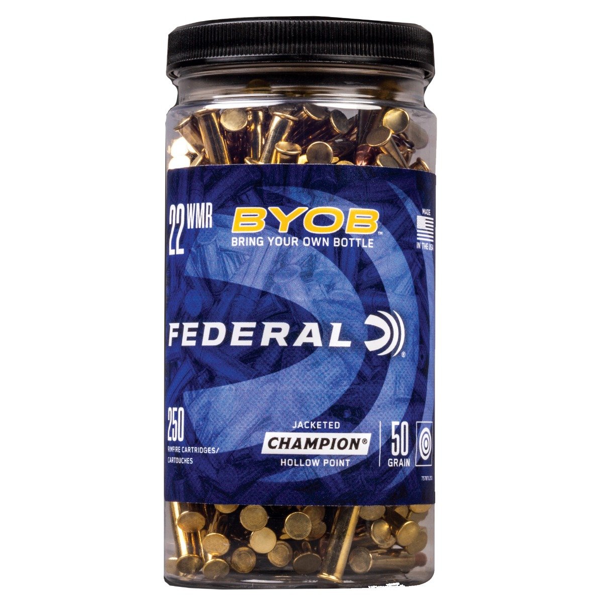 Federal BYOB 50 gr Jacketed Hollow Point .22 WMR Ammo, 250/box - 757BTL250 - Federal