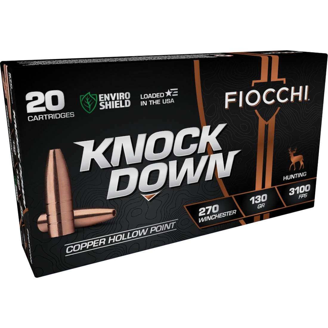Fiocchi KnockDown .270 Winchester 130 gr LFCHP 20rds Rifle Ammo for Reliable Performance - 270CHA - Fiocchi
