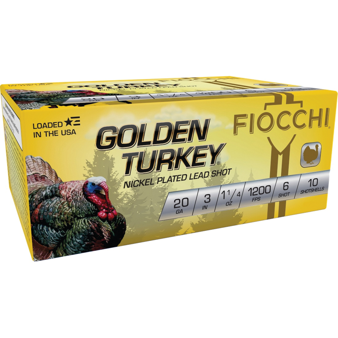 Fiocchi Golden Turkey 20 Gauge 3" #6 1-1/4 oz 10rds Shotshell - High-Performance Load for Turkey Hunting - 203TRKC6 - Fiocchi