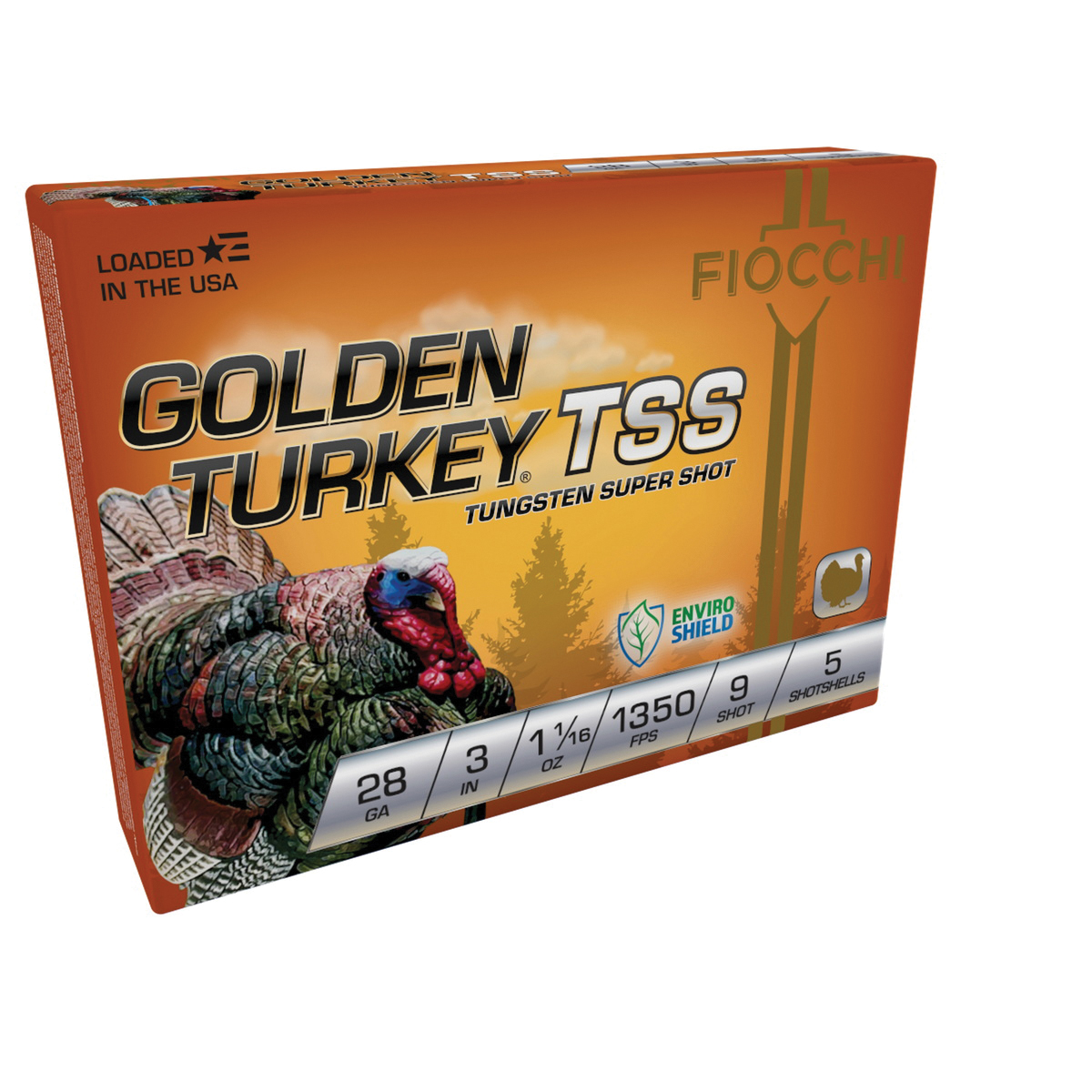 Fiocchi Golden Turkey TSS 28 Gauge 3" #9 1-1/16 oz 5rds Shotshell - Ultimate TSS for Turkey Hunting - 283TSS9 - Fiocchi