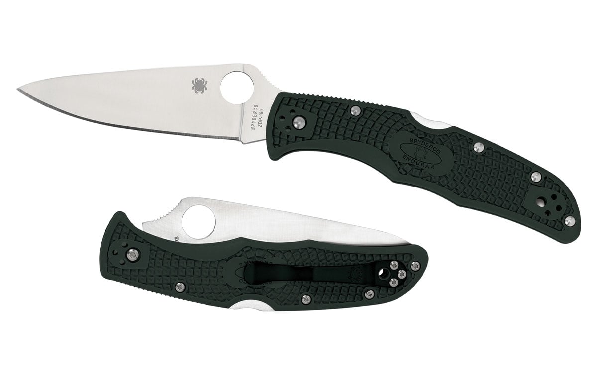 Spyderco Endura 4 Drop Point Lightweight Folding Knife, 3.75", Green - C10FPGR - Spyderco