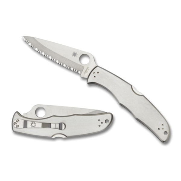 Spyderco Endura 4 Drop Point Folding Knife, 3.85", Fully Serrated Edge - C10S - Spyderco