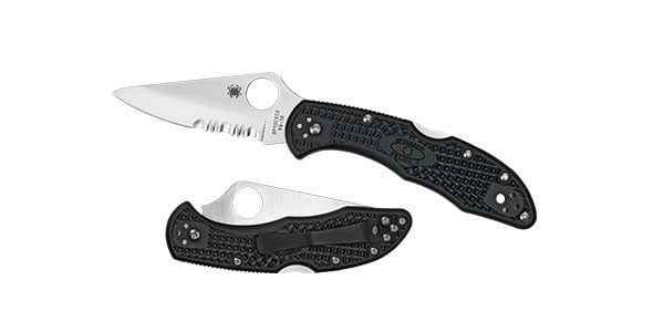 Spyderco Delica 4 Drop Point Folding Knife, 2.875", Combination Edge - C11PSBK - Spyderco