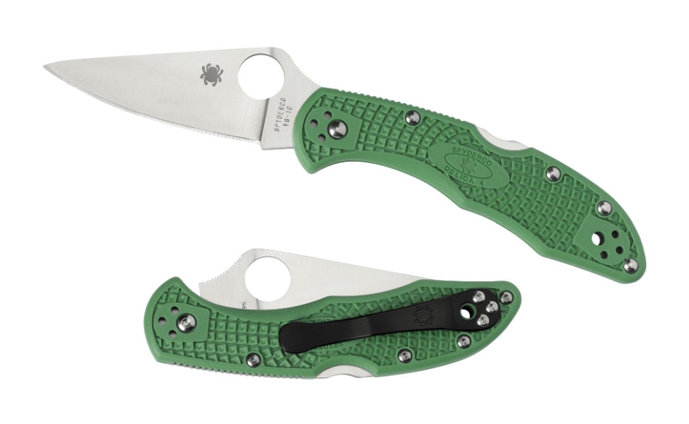 Spyderco Delica 4 Drop Point Folding Knife, 2.875", Green - C11FPGR - Spyderco
