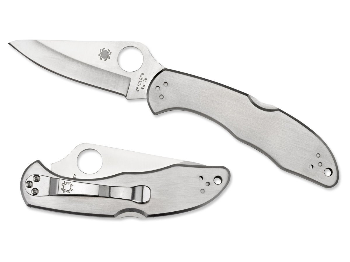 Spyderco Delica 4 Drop Point Folding Knife, 2.95", Plain Edge, Gray - C11P - Spyderco