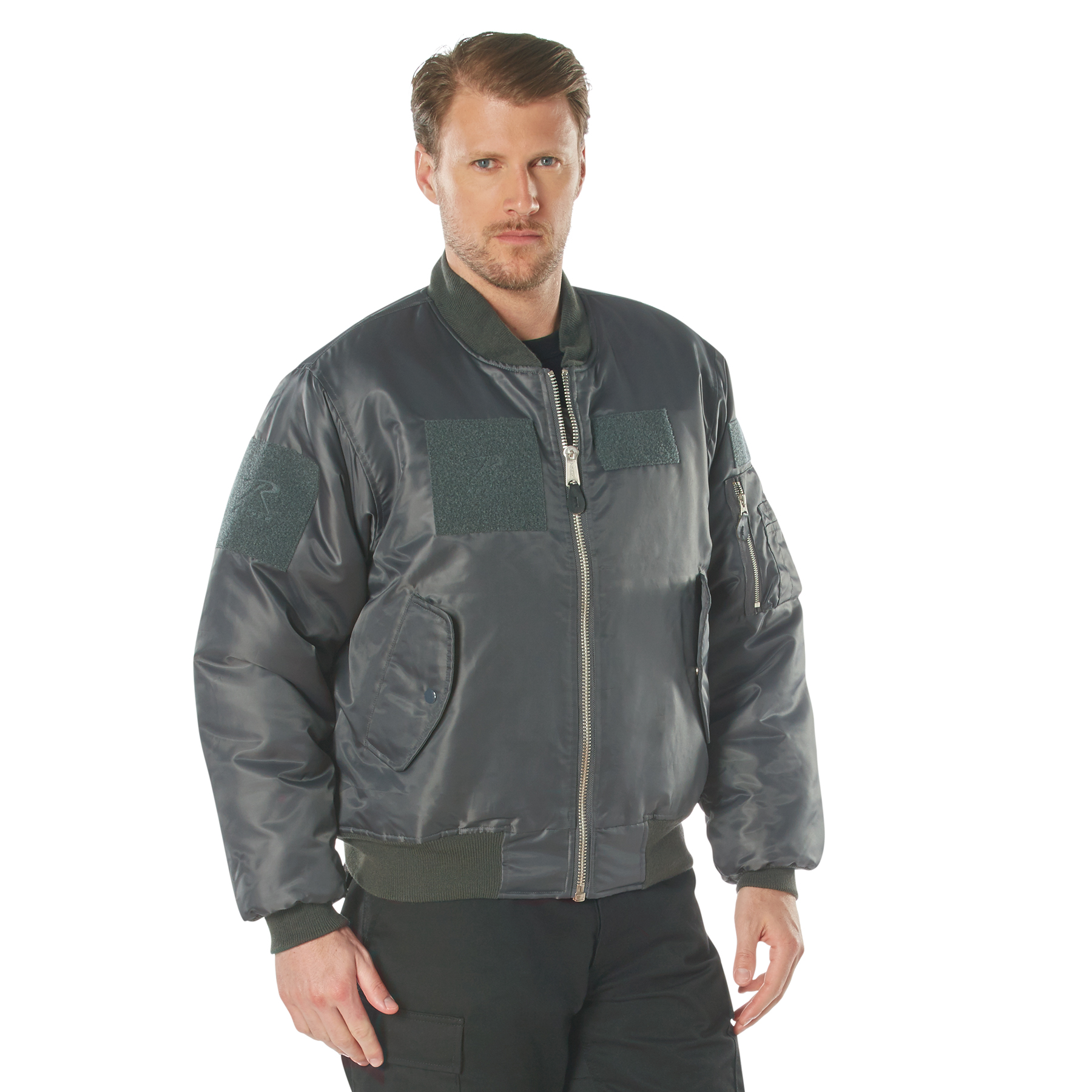 Rothco Rothco Ma-1 Flight Jacket With Patches - Gunmetal Grey, 2X-Large