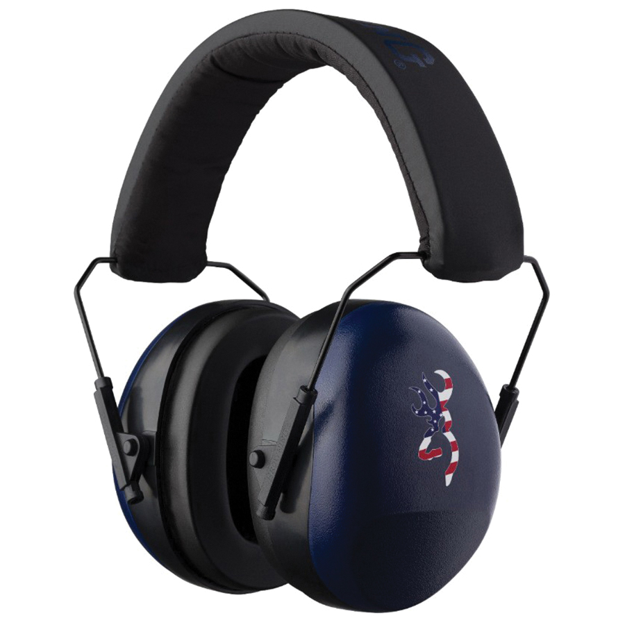 Browning Buckmark II 27 dB Over the Head Hearing Protection Earmuff, Red/White/Blue - 126387 - Browning