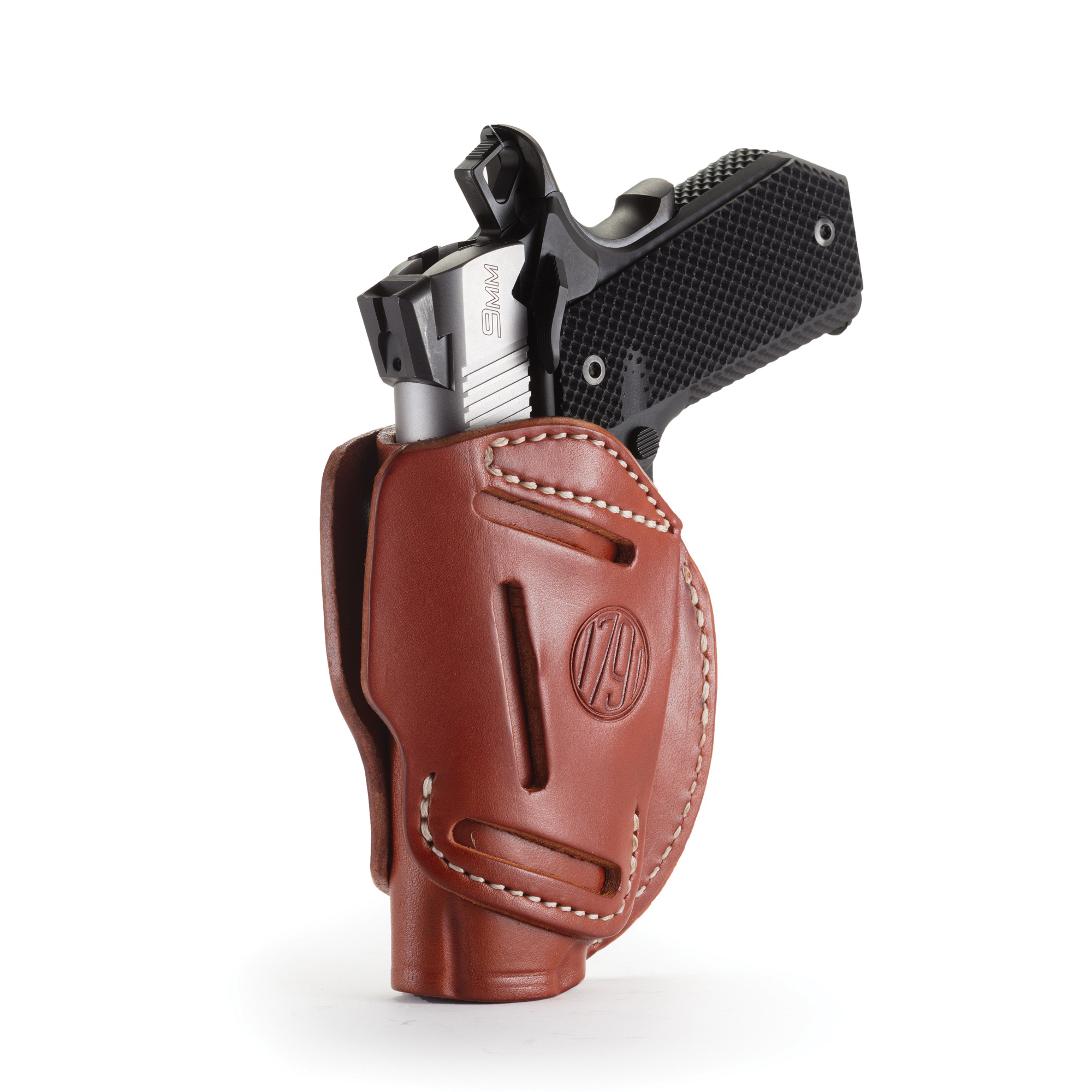 1791 Gunleather 3WH-4 Ambidextrous Springfield XD OWB Open-Top Concealment 3-Way Holster, Classic Brown - 3WH-4-CBR-A - 1791 Gunleather