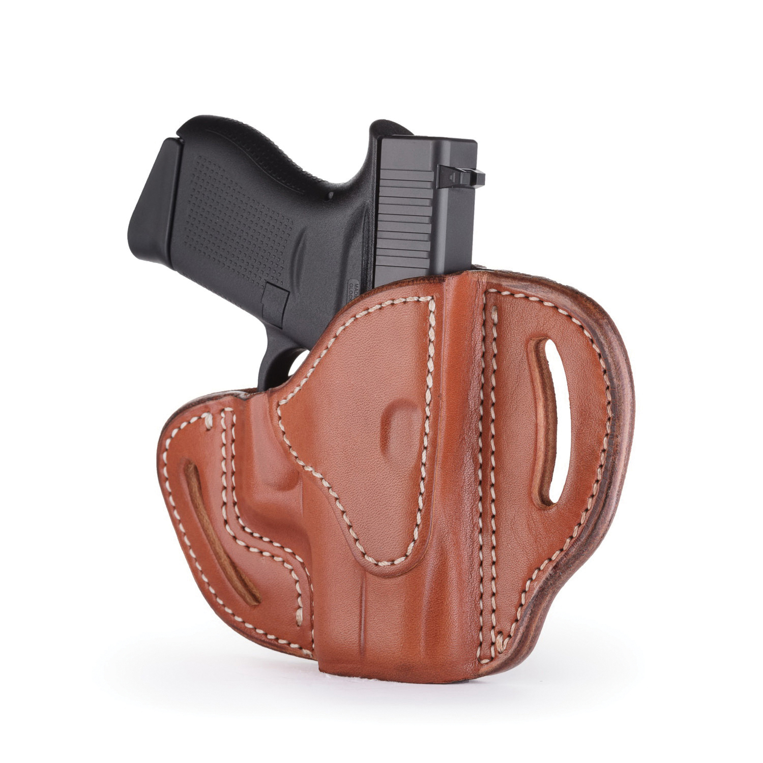 1791 Gunleather BHC Right Hand Glock 43 OWB Open-Top Compact Holster, Classic Brown - BHC-CBR-R