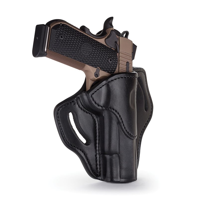 1791 Gunleather BH1 Right Hand 4" to 5" Barrel 1911 OWB Open-Top Holster, Stealth Black - BH1-SBL-R - 1791 Gunleather
