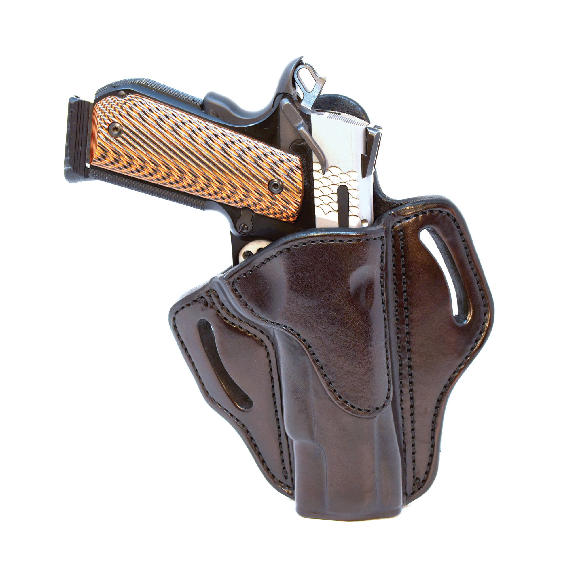 1791 Gunleather BH1 Right Hand 4" to 5" Barrel 1911 OWB Open-Top Holster, Signature Brown - BH1-SBR-R - 1791 Gunleather