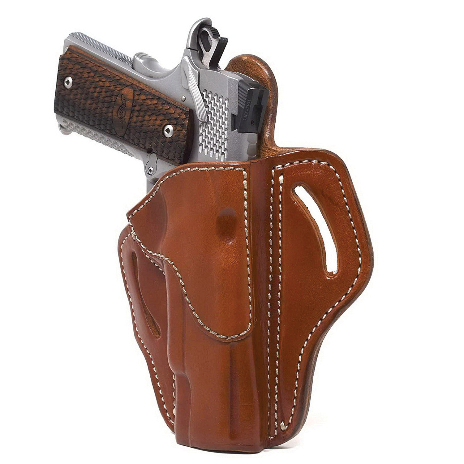 1791 Gunleather BH1 Right Hand 4" to 5" Barrel 1911 OWB Open-Top Holster, Classic Brown - BH1-CBR-R - 1791 Gunleather