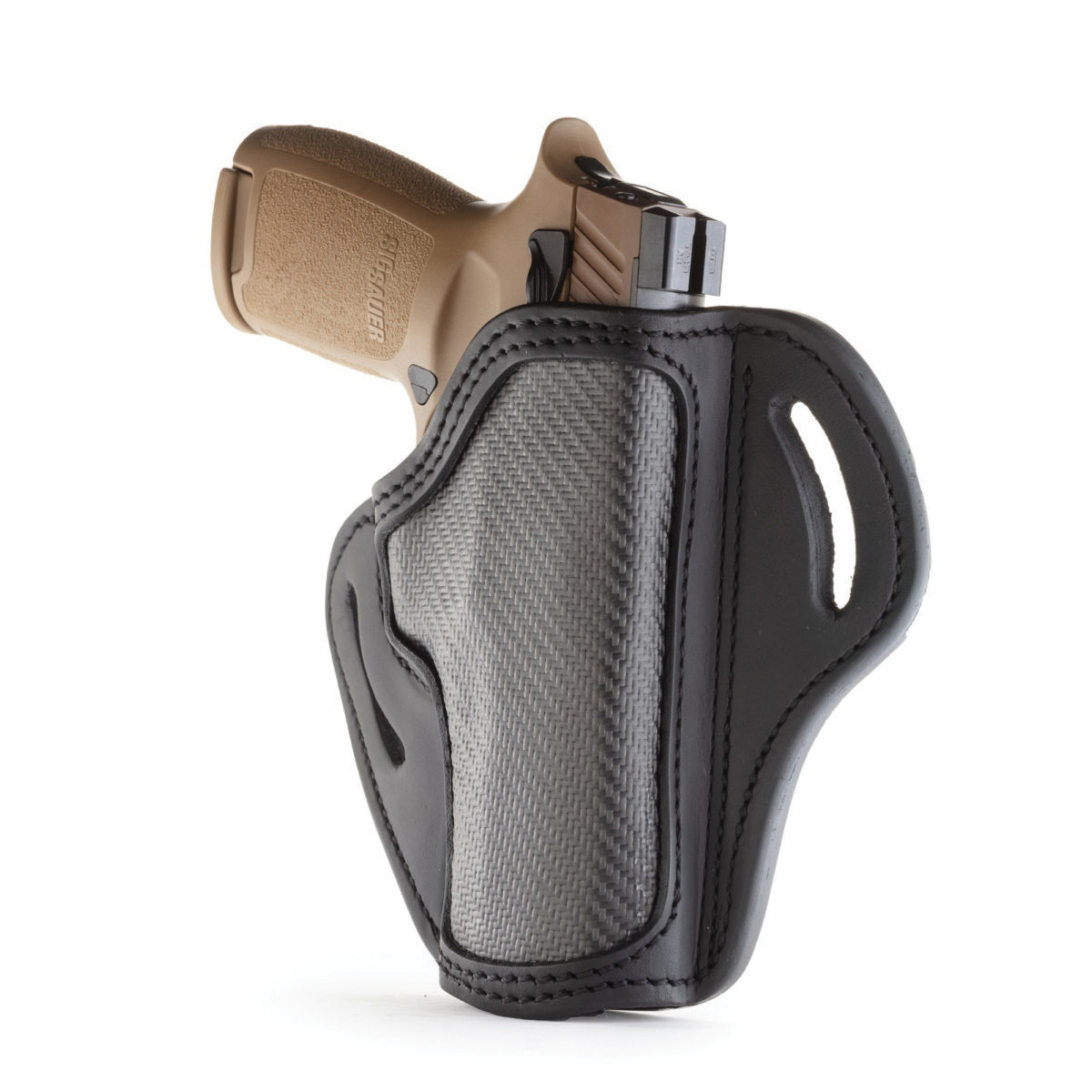 1791 Gunleather CF-BH2.4 Right Hand Sig P320 OWB Open-Top Multi-Fit Holster, Stealth Black - CF-BH2.4-SBL-R - 1791 Gunleather