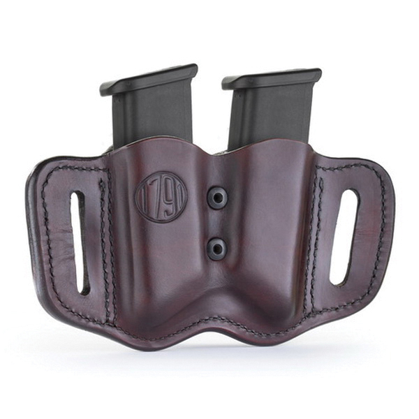 1791 Gunleather MAG F Double Magazine Carrier, Signature Brown - MAGF22SBRA - 1791 Gunleather