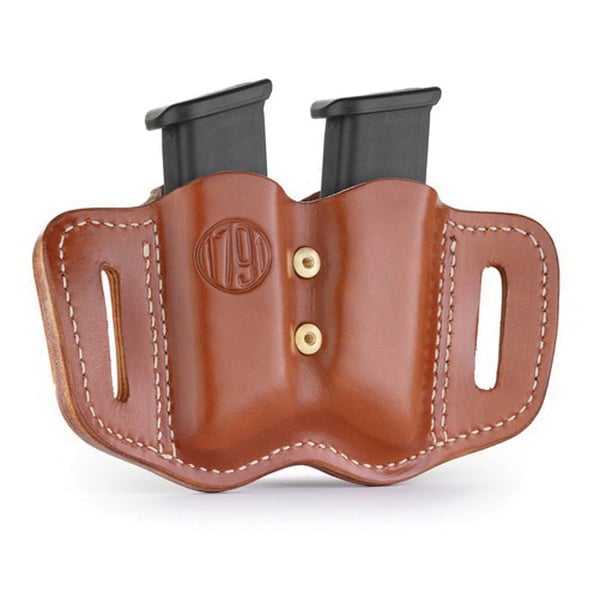 1791 Gunleather MAG F Double Magazine Carrier, Classic Brown - MAGF22CBRA - 1791 Gunleather