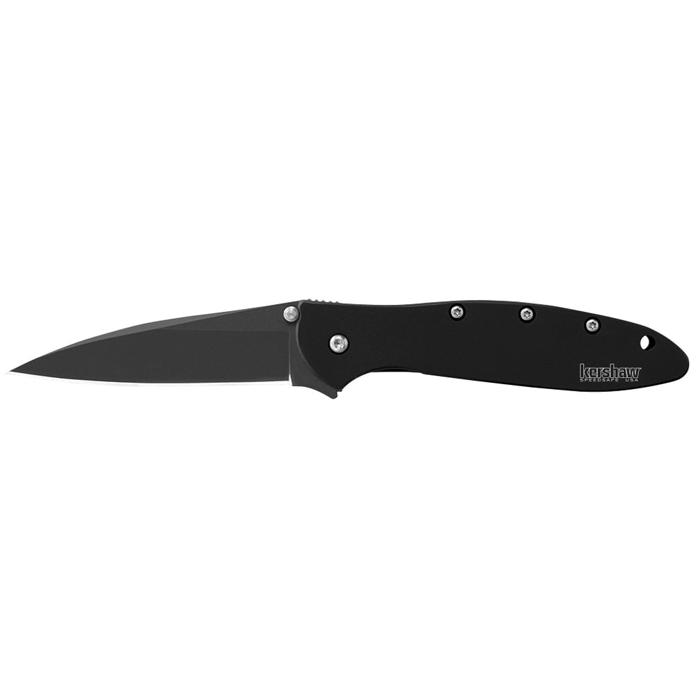 Kershaw Leek Modified Drop Point Folder Knife, 3", Black - 1660CKT - Kershaw