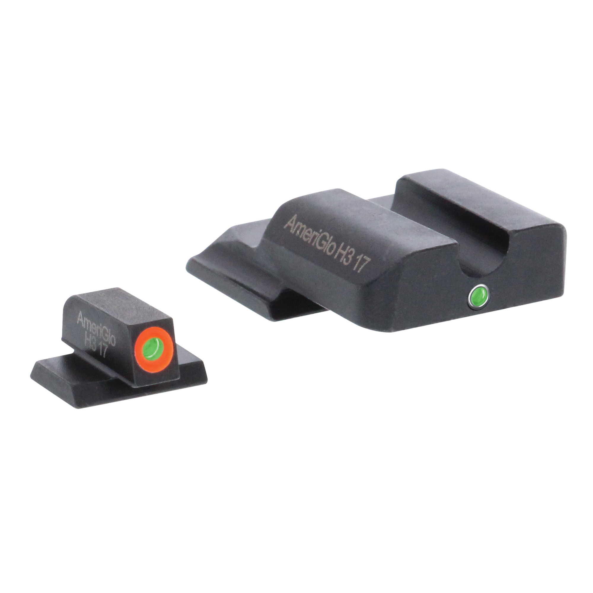 AmeriGlo I-Dot Front/Single Dot Rear Night Sight Set for M&P Shield Pistols, Green with Orange Outline Front, Green Rear - SW245 - Ameriglo
