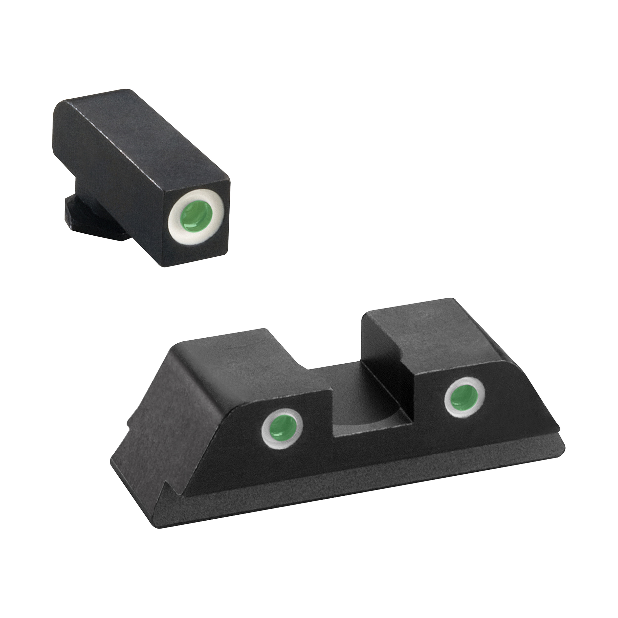 AmeriGlo Classic Self-Luminous 3 Dot Night Sight Set for Glock 17, 19 Pistols, Green with White Outline Front/Rear - GL113