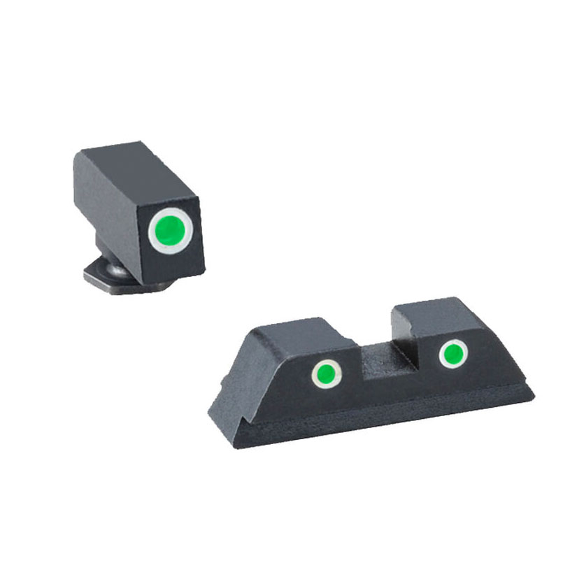 AmeriGlo Classic 3-Dot Night Sight Set w/ Tritium Green & White Outline For Glock - GL5113