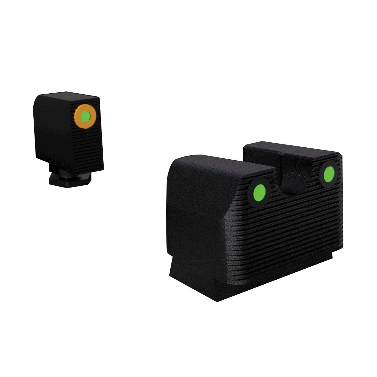 Rival Arms Tritium MOS Height Night Sight for Glock 17, 19 Pistols, Green with White Outline Front, Green Rear - RA3B231G