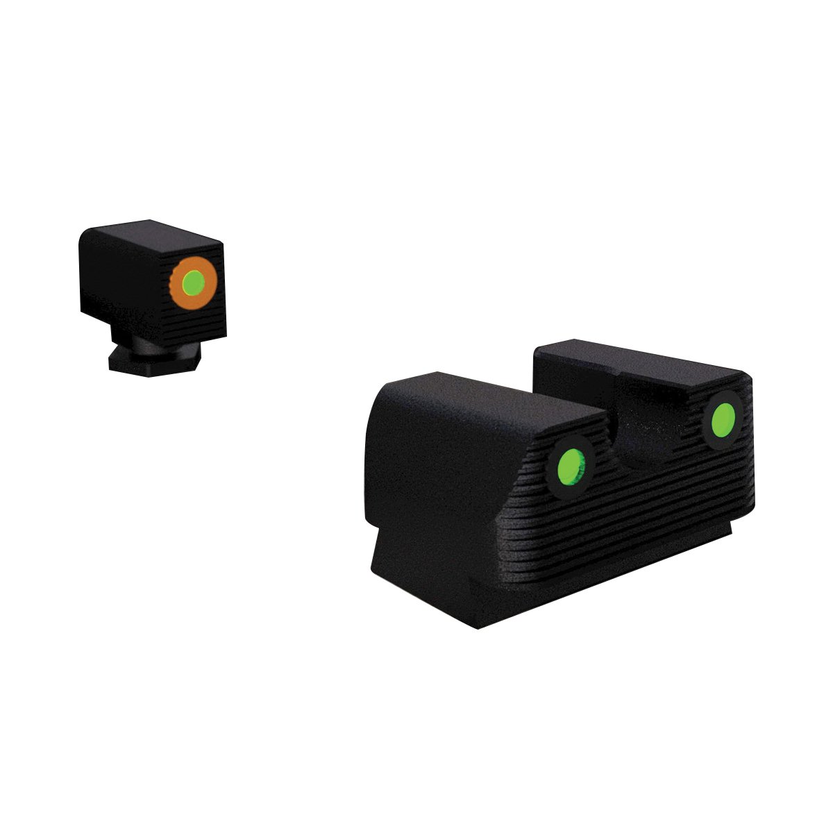 Rival Arms Tritium Standard Height Night Sight for Glock 17, 19 Pistols, Green with White Outline Front, Green Rear - RA1B231G