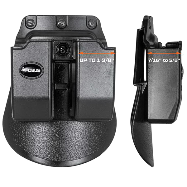 Fobus Double Magazine Pouch for 1911 and .45 ACP Single Stack Magazine, Paddle Mount, Black - 4500NDP - Fobus Usa
