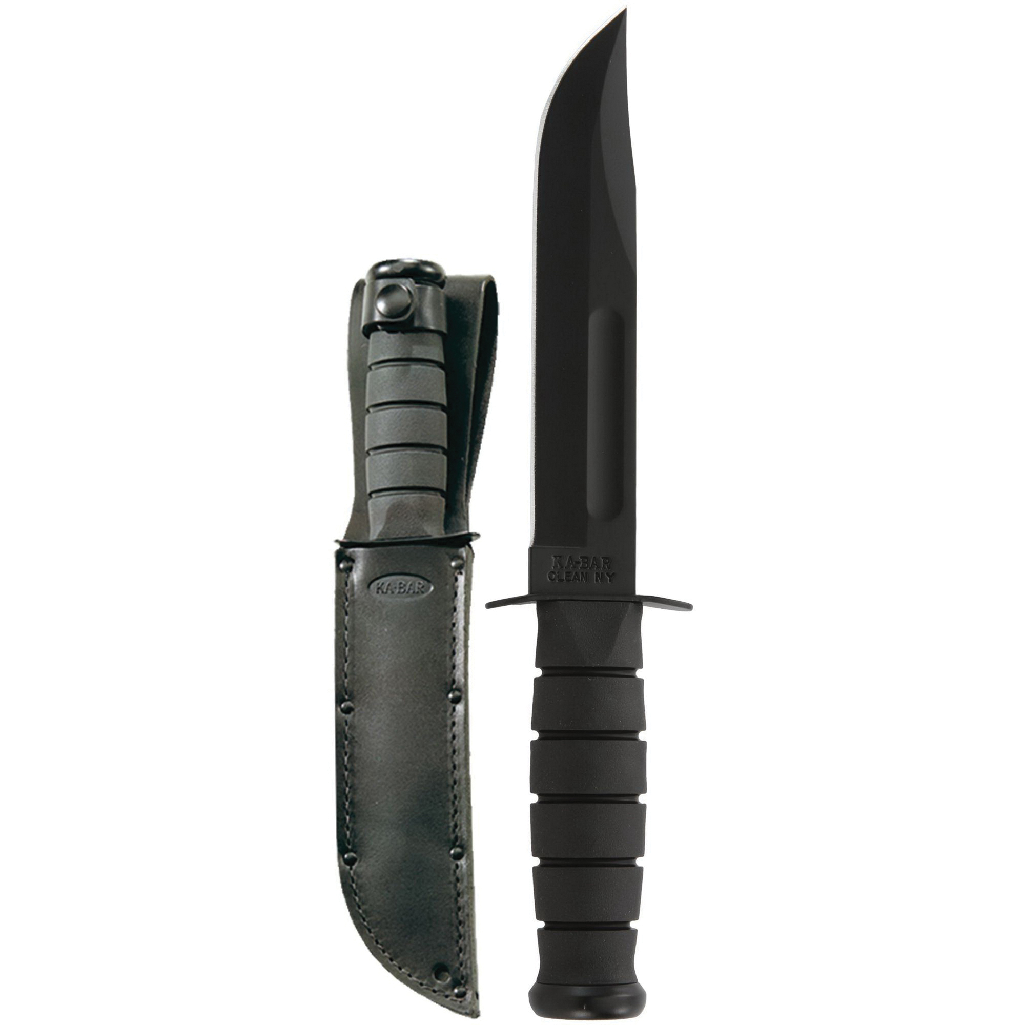 KA-BAR Clip Point Full Size Fixed Blade Knife, 7", Black - 1211 - Ka-Bar