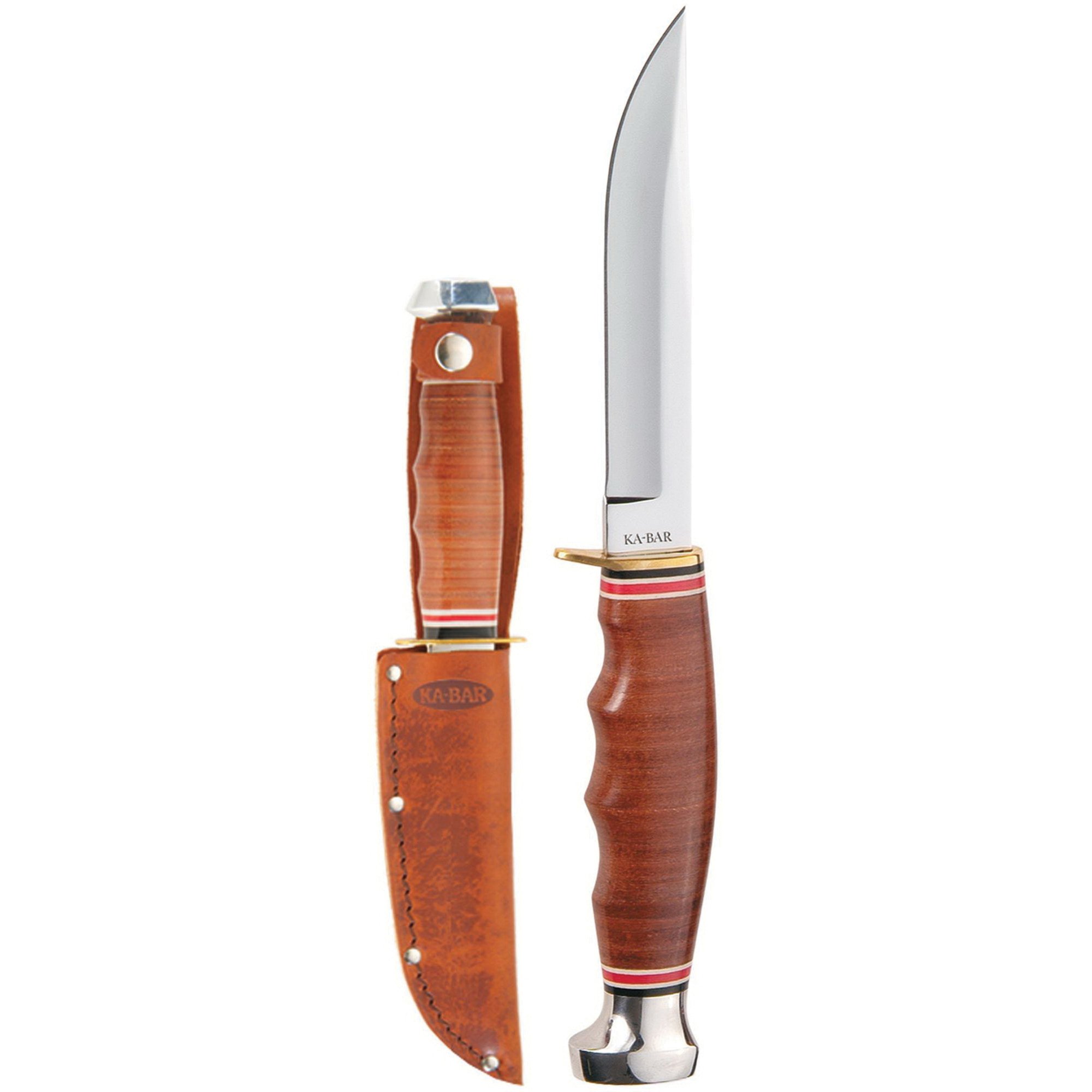 KA-BAR Hunter Drop Point Fixed Blade Knife, 4", Brown - 1232 - Ka-Bar
