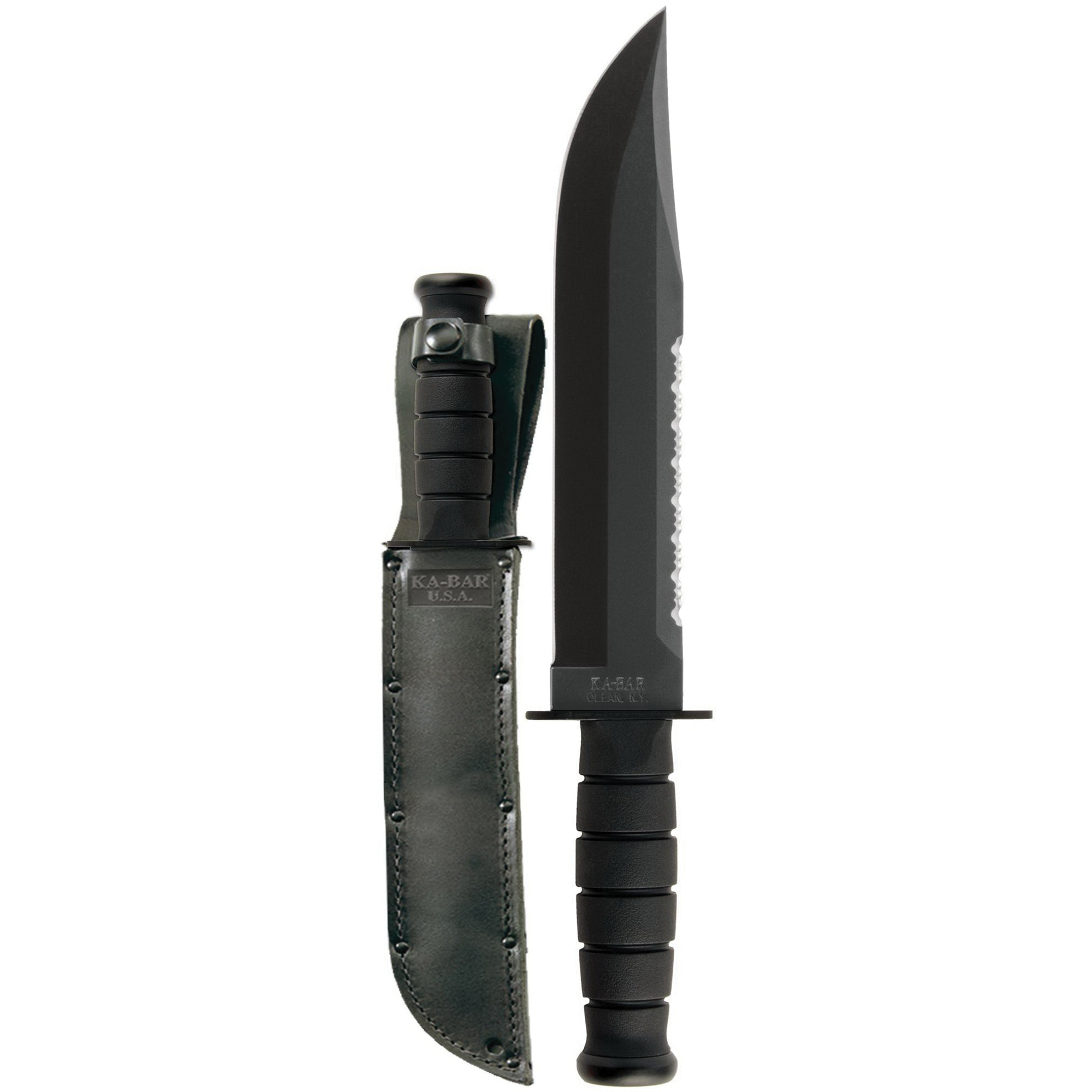 KA-BAR Big Brother Clip Point Fixed Blade Knife, 9.375", Black - 2211 - Ka-Bar