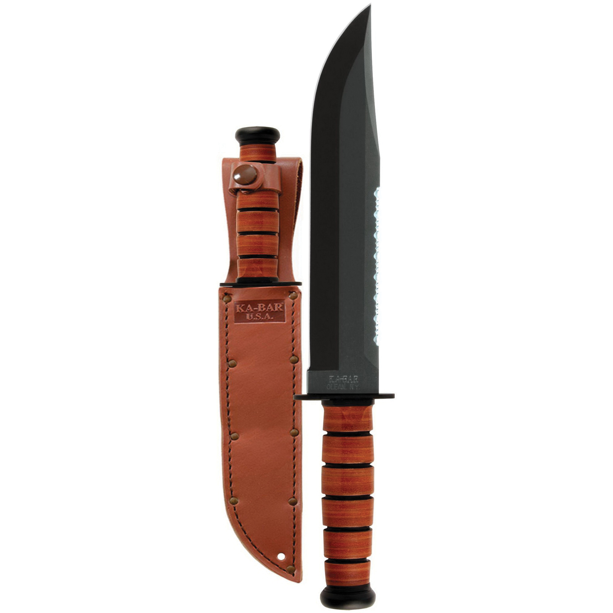 KA-BAR Big Brother Clip Point Fixed Blade Knife, 9.375", Brown - 2217