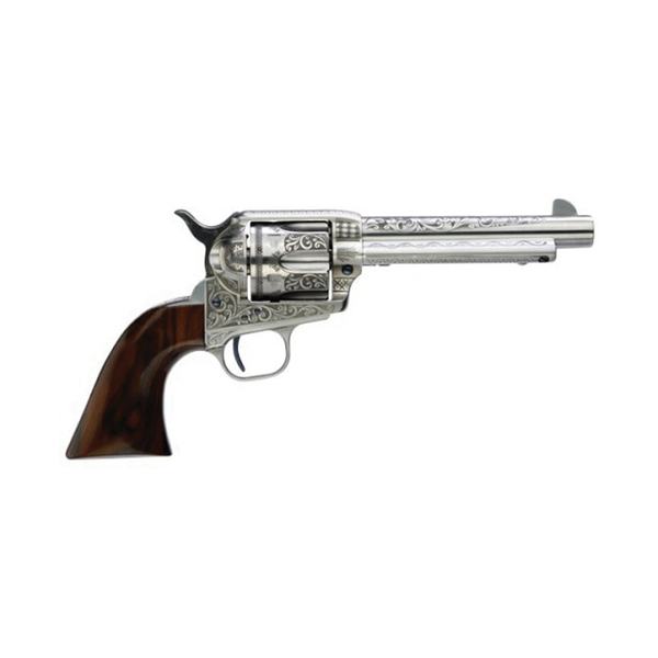 Taylors & Company 1873 Cattleman Photo Engraved .45 LC Revolver, White Heat Treated Steel - 701AWE - Taylors And Company