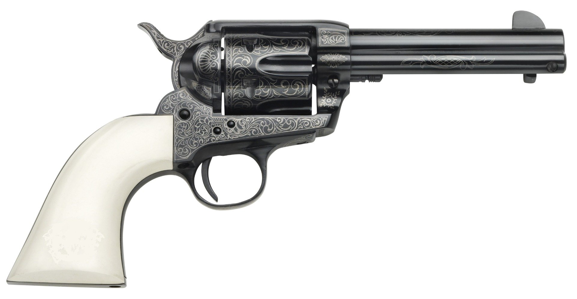 Taylors & Company Outlaw Legacy .45 LC Revolver, Blue Engraved - 200056