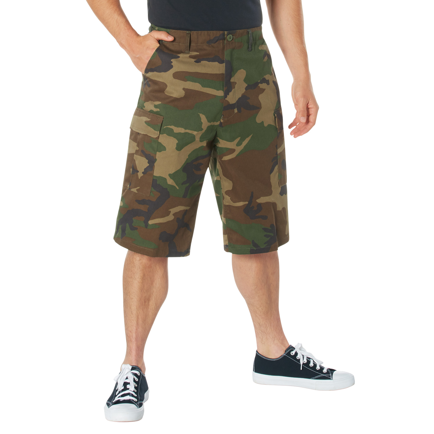 Rothco Rothco Long Length Camo Bdu Shorts - Woodland Camo, Large