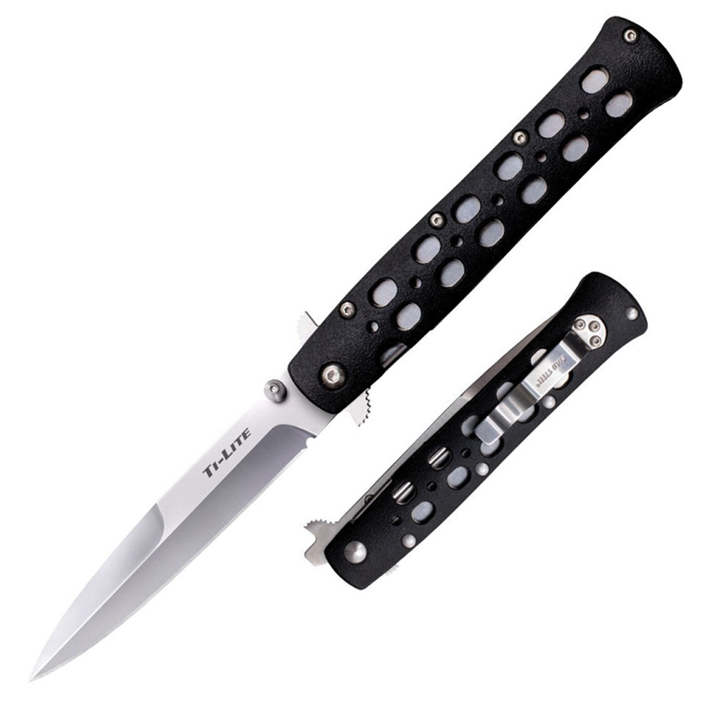 Cold Steel Ti-Lite Spear Point Folder Knife, 4", Black - 26SP - Cold Steel