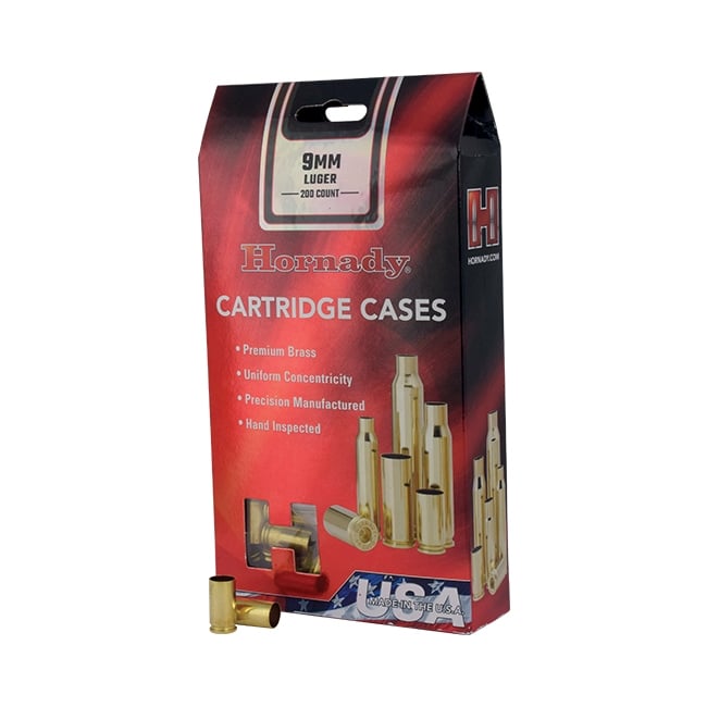 Hornady New Unprimed Brass 9mm Luger Cartridge Cases, 200 count - 8720 - Hornady