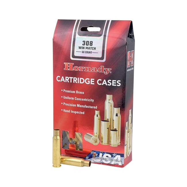 Hornady New Unprimed Brass .308 Winchester Cartridge Cases, 50 count- 8661 - Hornady