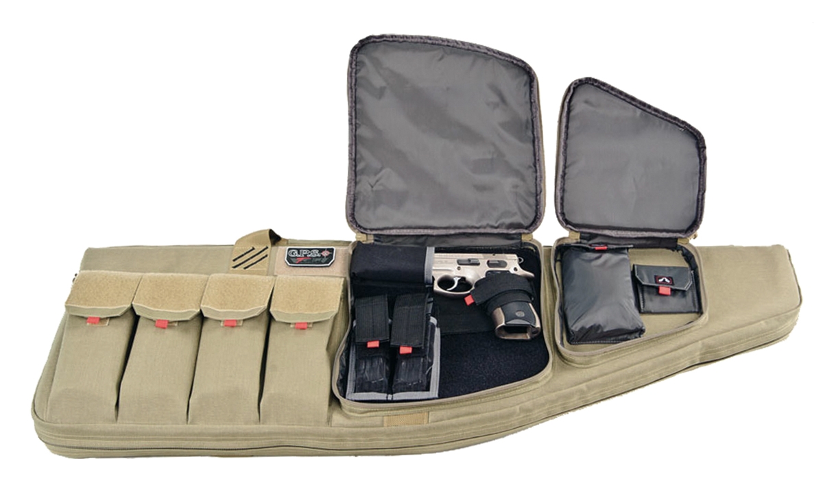 GPS 42" Tactical AR Case w/ External Handgun Case, Tan  GPS-T42ART - G.P.S. Wild About Shooting